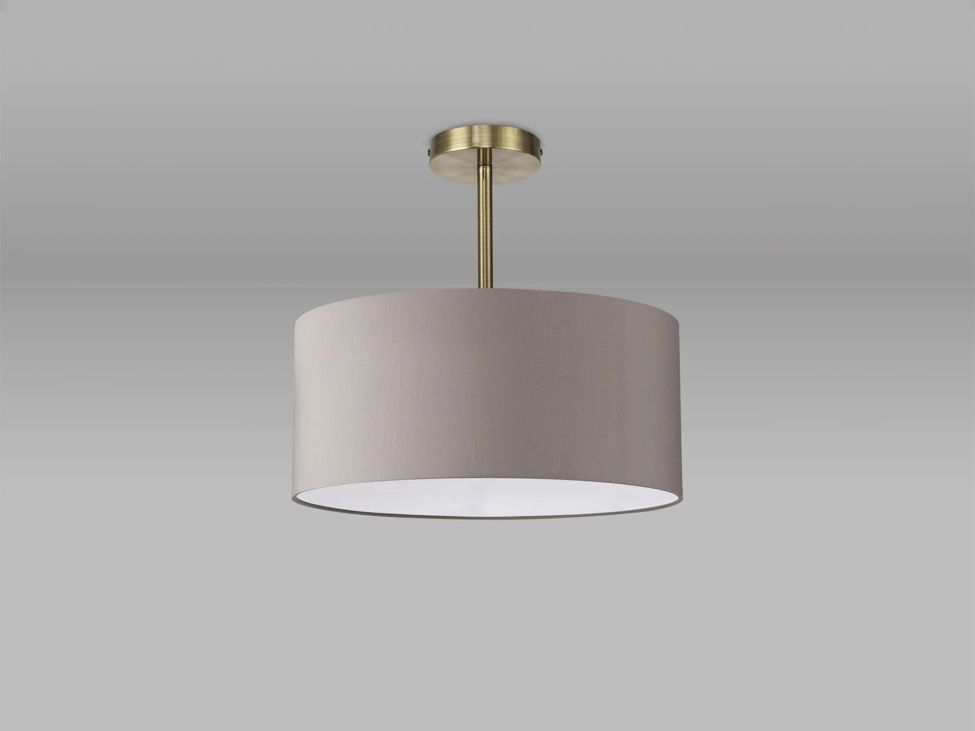 Baymont 40cm Semi Flush 1 Light Antique Brass, Grey DK0174  Deco Baymont